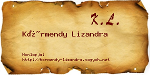 Körmendy Lizandra névjegykártya